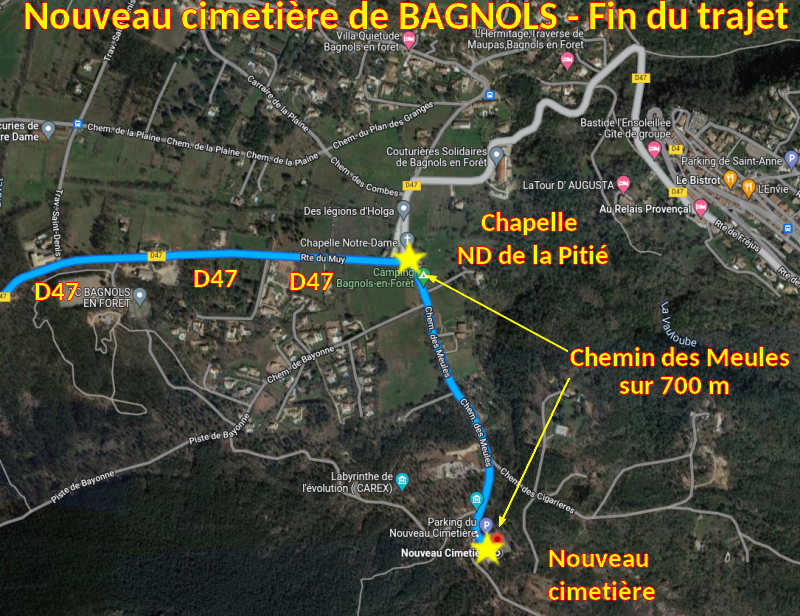 ACCES BAGNOLS Nouveau cimetiere 2 Fin du Trajet