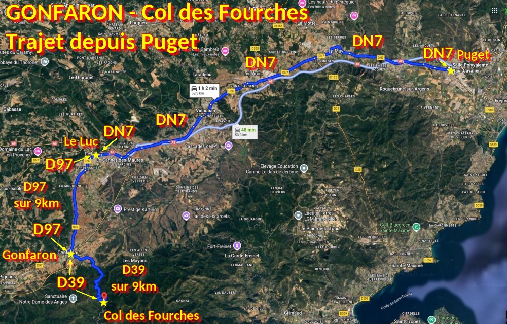 ACCES GONFARON Col des Fourches 1a Trajet depuis Puget