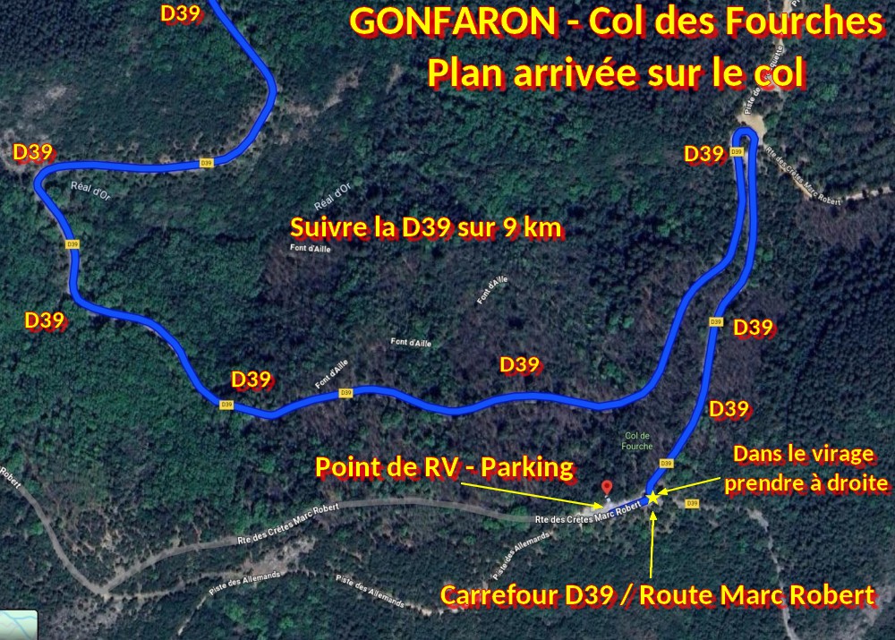 ACCES GONFARON Col des Fourches 5 Plan arrivee sur le col
