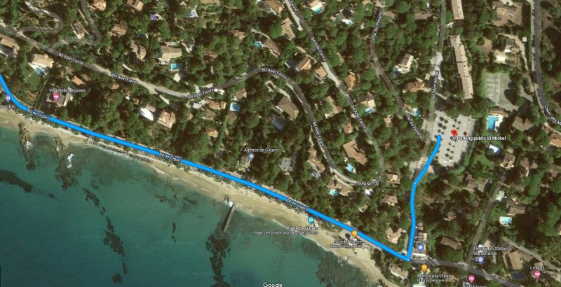 ACCES LA CROIX VALMER Gigaro 3 Plan arrivee parking st Michel