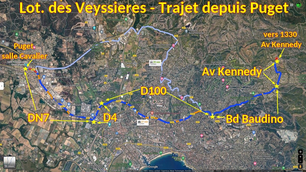 ACCES St Raphael Lot Veyssieres 0 Trajet depuis Puget