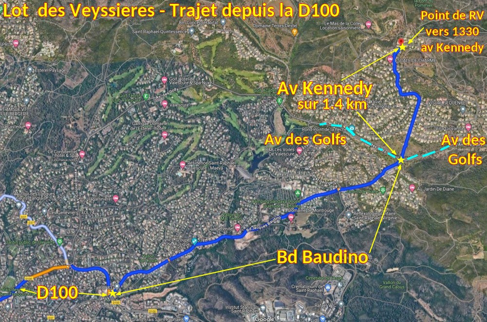 ACCES St Raphael Lot Veyssieres 2 Trajet depuis Bd Baudino