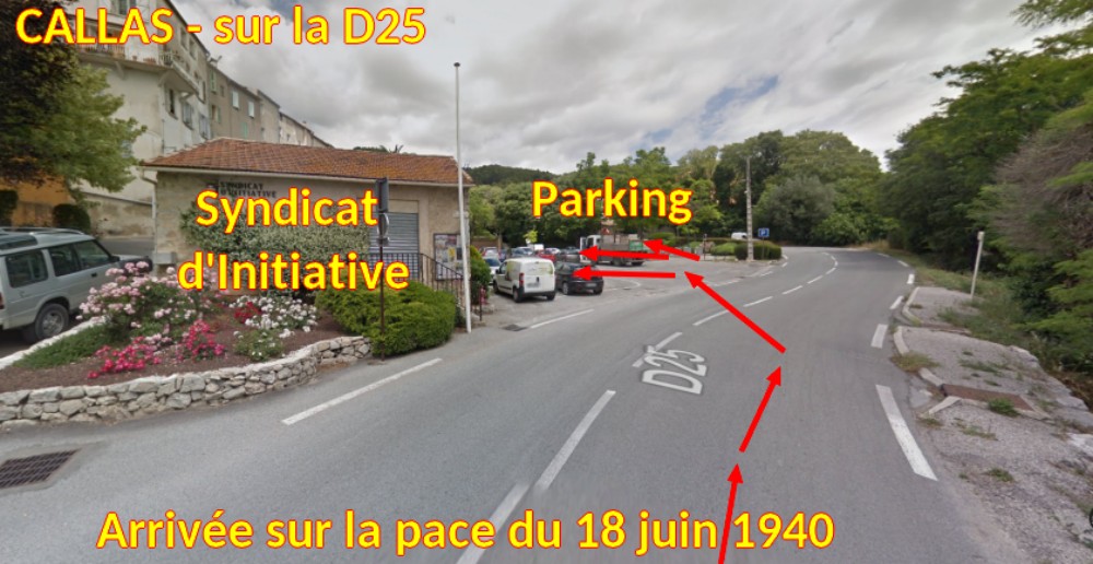 Acces CALLAS Parking Place du 18 juin 1940 4 arrivee sur parking