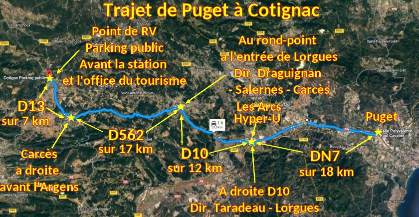 Acces COTIGNAC Office du tourisme 1 Trajet depuis Puget
