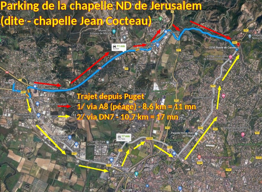 Acces FREJUS 2250 rte de Cannes DN7 1 Trajet depuis Puget
