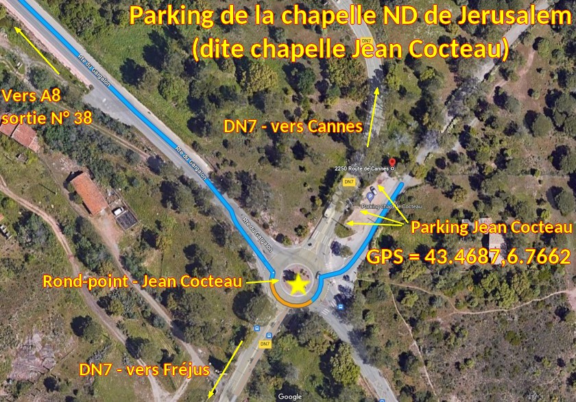 Acces FREJUS 2250 rte de Cannes DN7 3 fin du Trajet parking