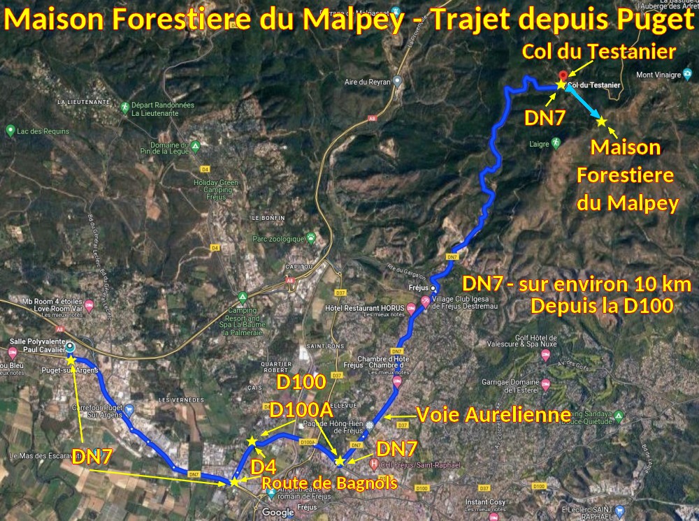 Acces FREJUS MF Malpey 1 Trajet depuis Puget