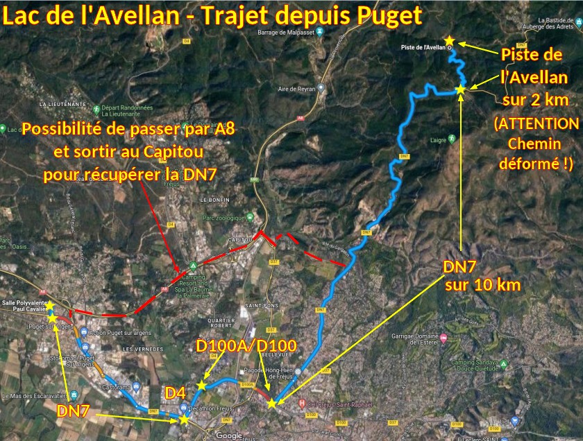 Acces FREJUS Piste de l Avellan 1 Trajet depuis Puget