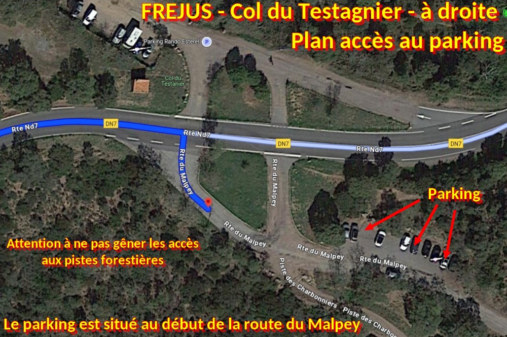 Acces FREJUS Testanier droite 3 Plan parking
