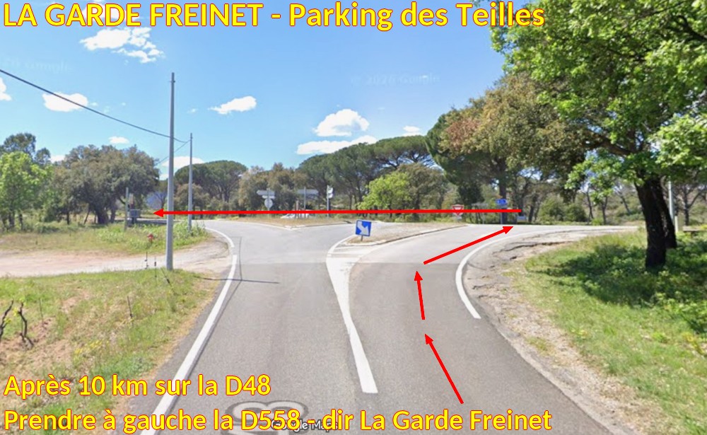 Acces LA GARDE FREINET Parking des Teilles 3 a gauche D558