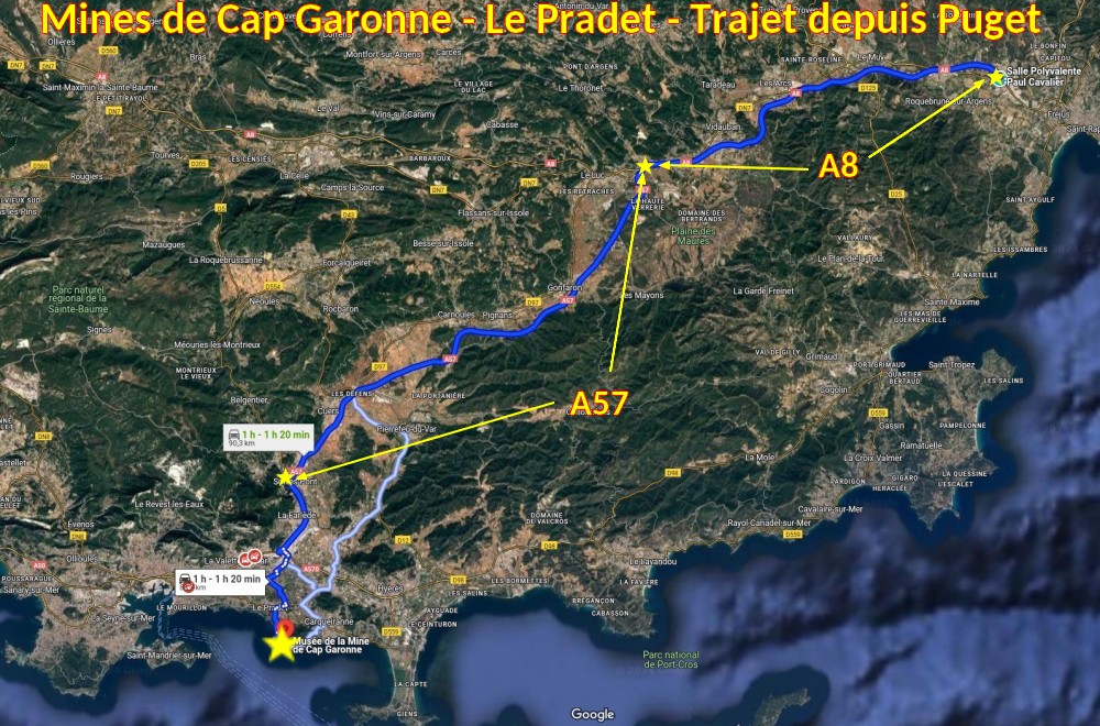 Acces LE PRADET Musee de la mine 1 Trajet depuis Puget