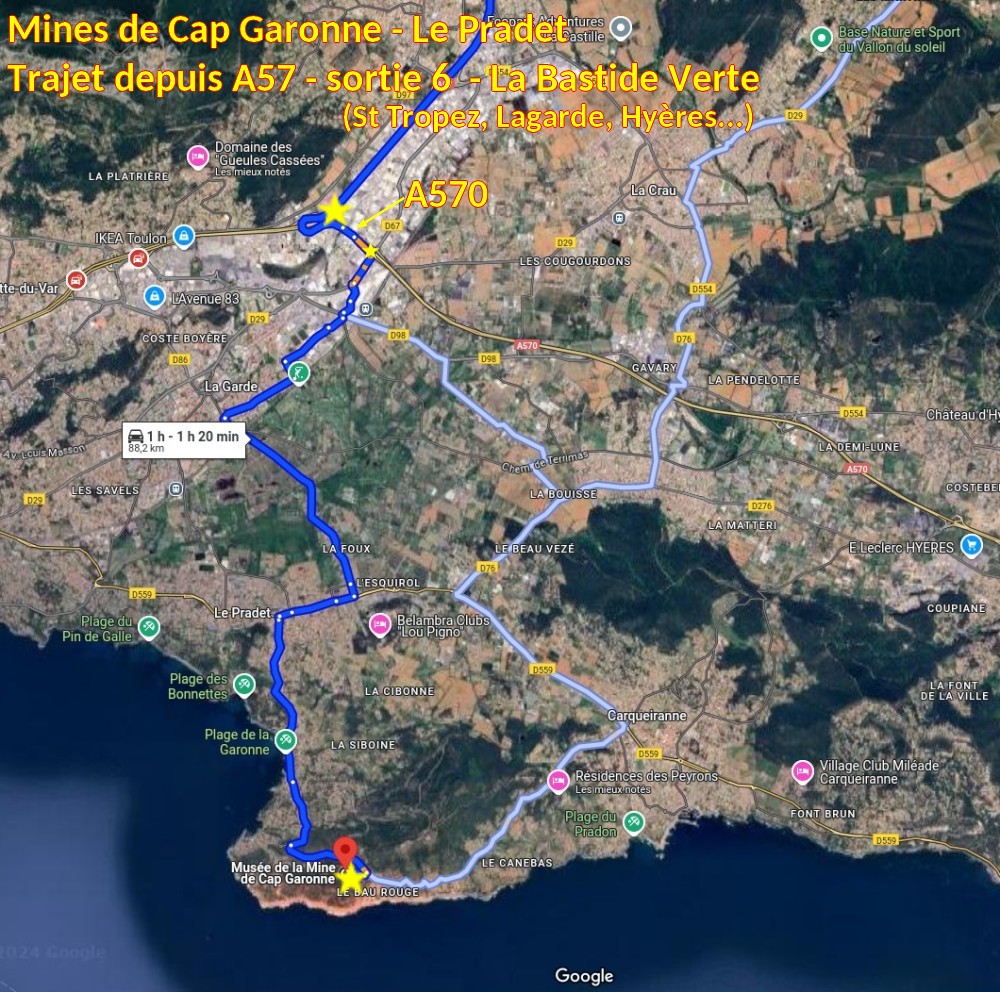 Acces LE PRADET Musee de la mine 2 Trajet depuis La Garde