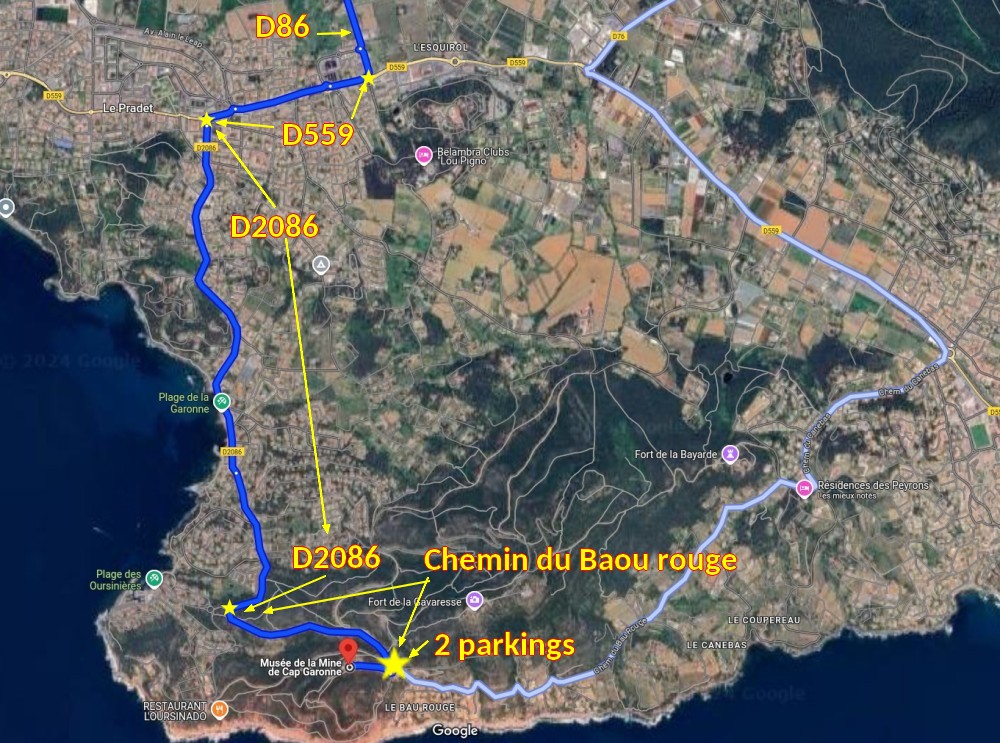 Acces LE PRADET Musee de la mine 3 Trajet depuis Le Pradet D559