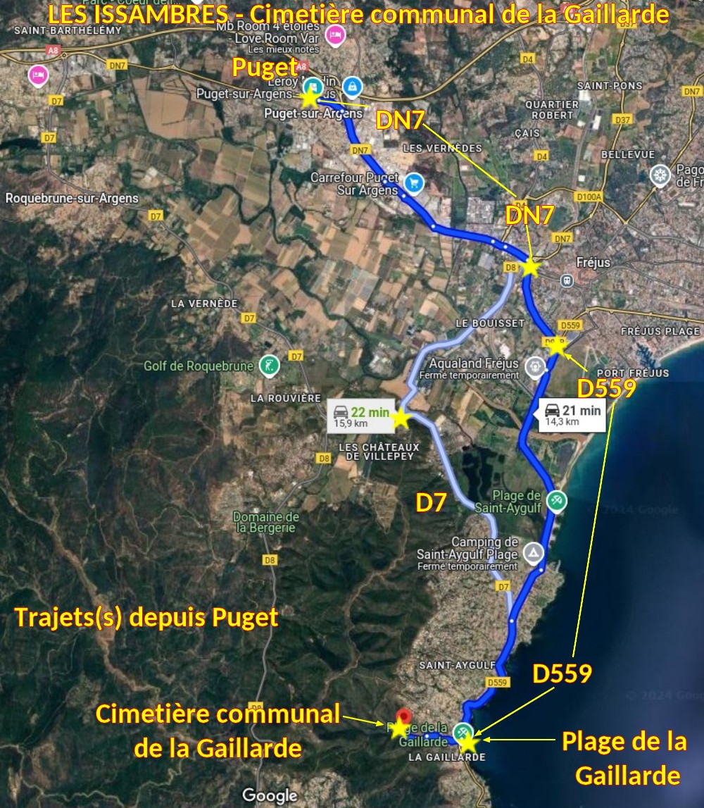 Acces LES ISSAMBRES Cimetiere de la Gaillarde 1 Trajets depuis Puget