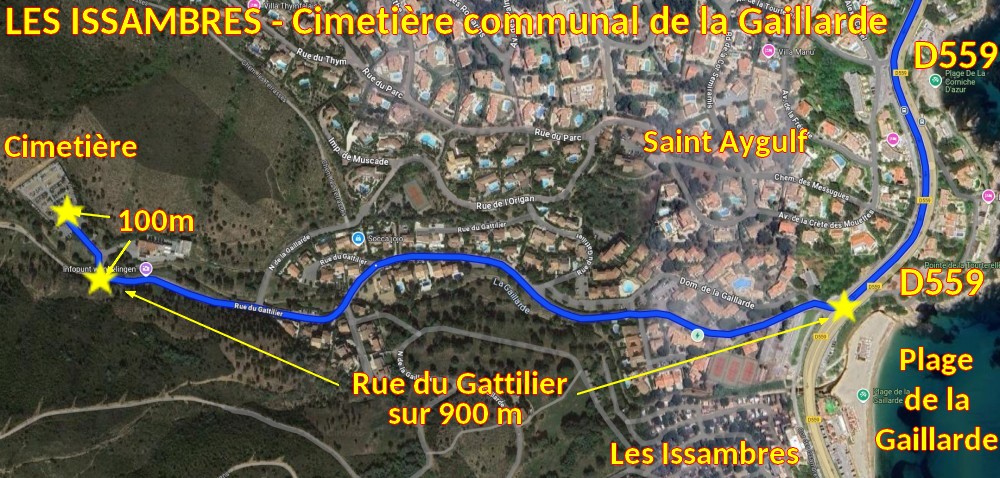 Acces LES ISSAMBRES Cimetiere de la Gaillarde 3 Plan arrivee