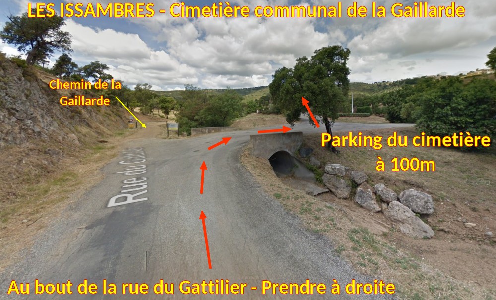 Acces LES ISSAMBRES Cimetiere de la Gaillarde 4 au bout de la rue du Gattilier