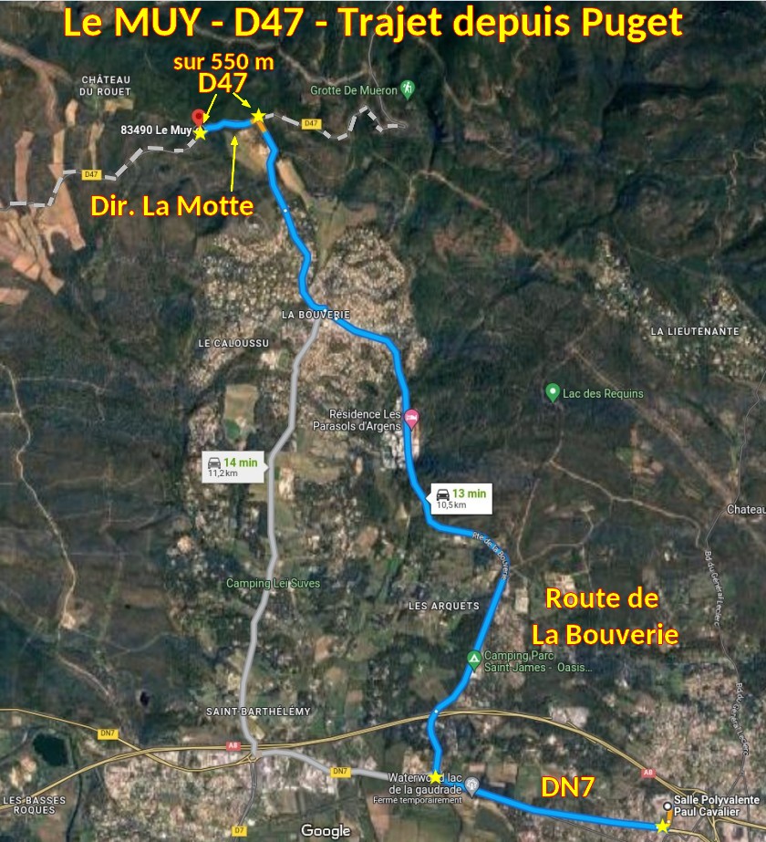 Acces Le MUY D47 1 Trajet depuis Puget