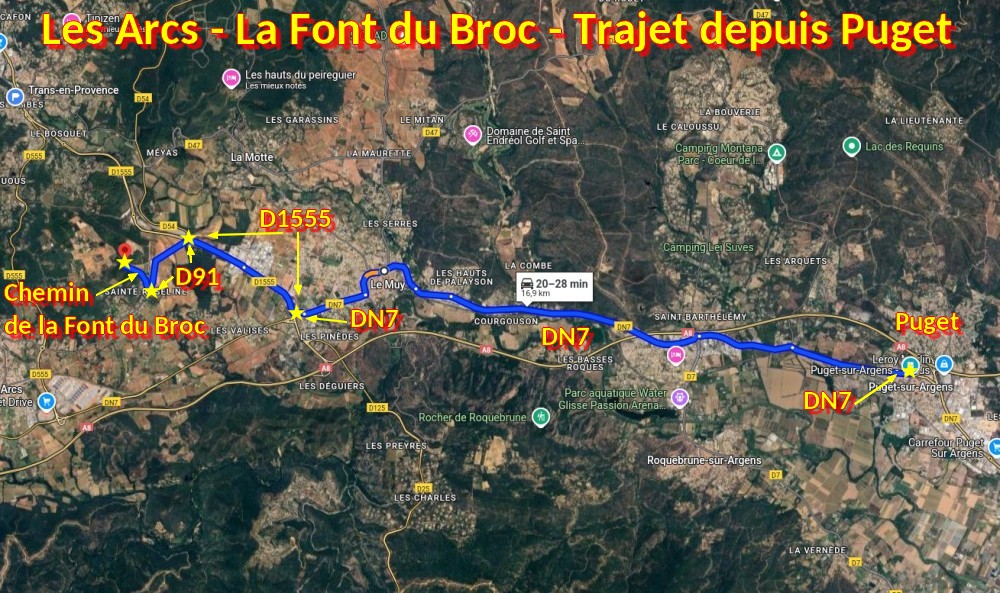 Acces Les Arcs Font du Broc 1 Trajet depuis Puget