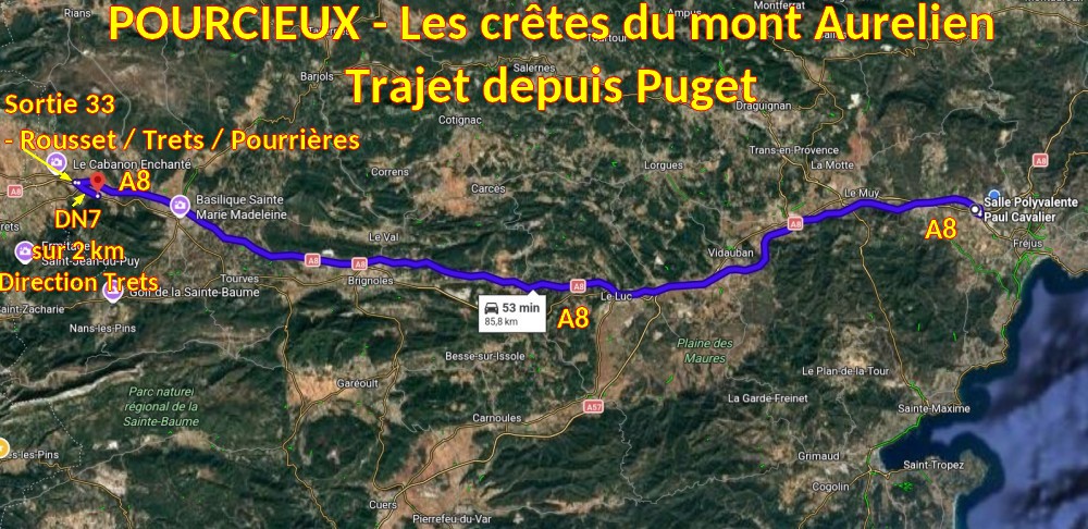 Acces POURCIEUX Sur DN7 1 Trajet depuis Puget