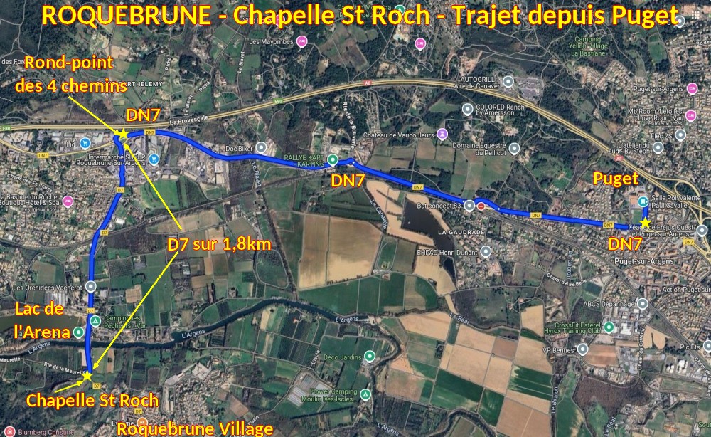 Acces ROQUEBRUNE Chapelle St Roch 1 Trajet depuis Puget