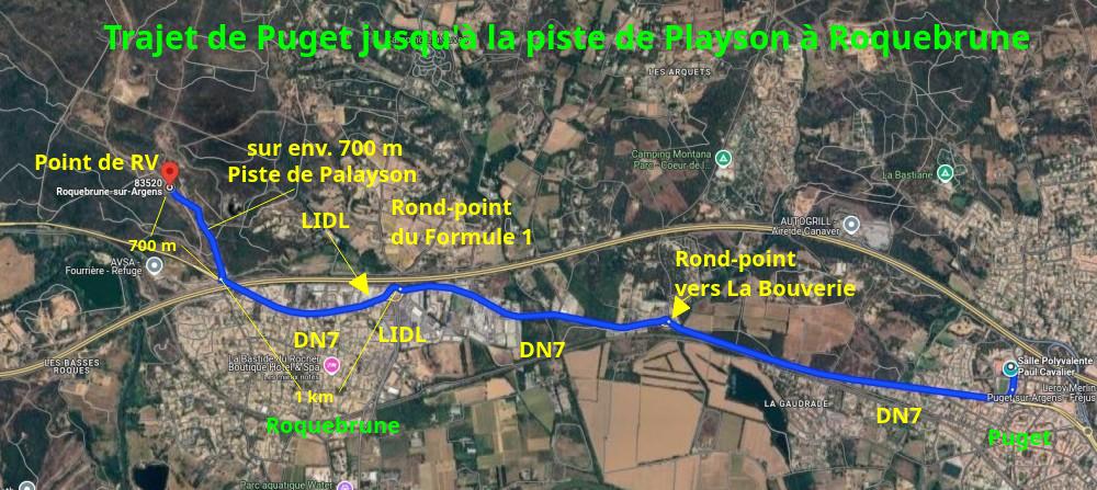 Acces ROQUEBRUNE Piste de Palayson 1 Trajet depuis Puget