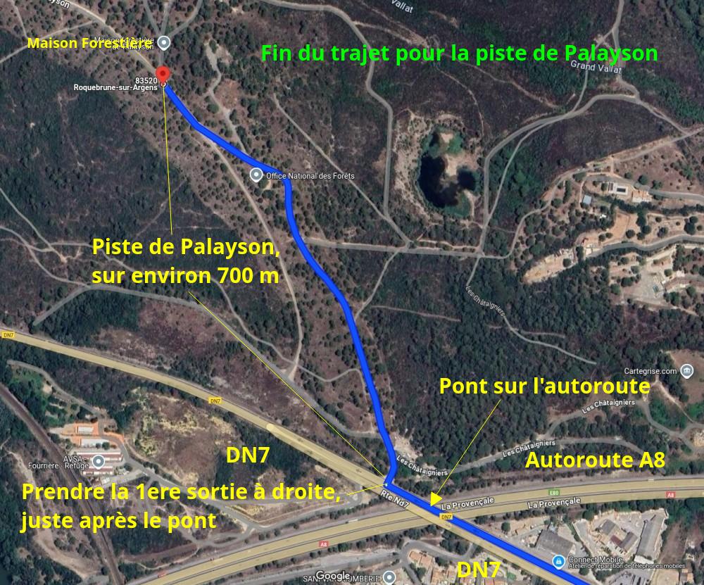 Acces ROQUEBRUNE Piste de Palayson 2 Arrivee point de RV