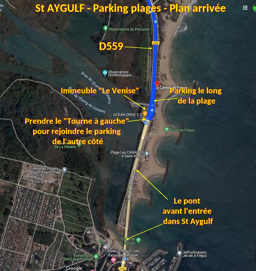 Acces St AYGULF Parking plage 2 Plan arrivee