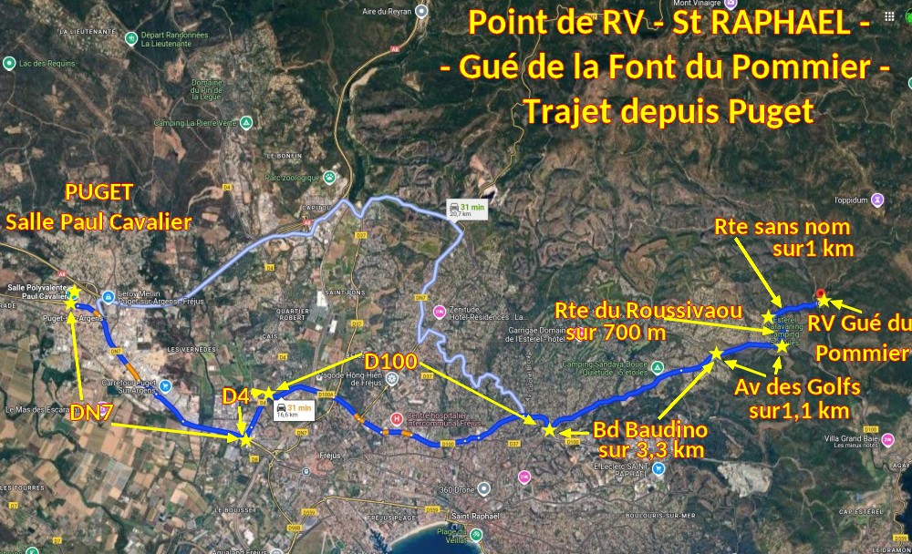 Acces St RAPHAEL Gue du Pommier 1 Trajet depuis Puget