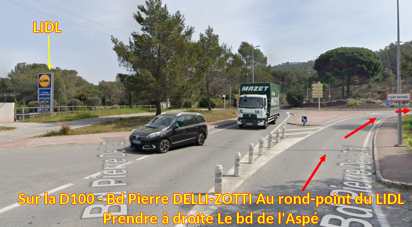 Acces St RAPHAEL Parking CRAPA 3 au RP du LIDL a droite