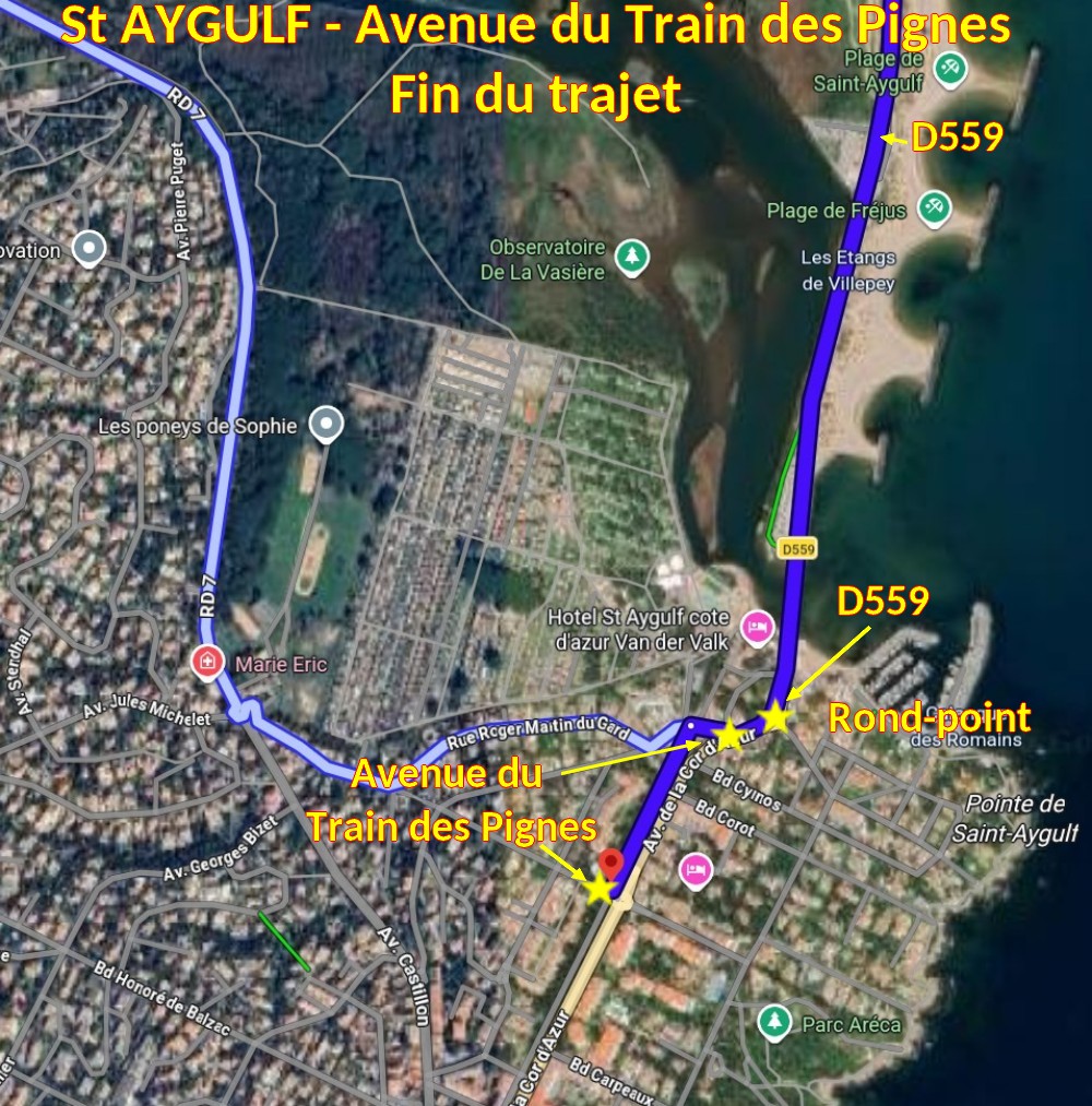 Acces St AYGULF Av train des pignes 2 Plan arrivee St Aygulf