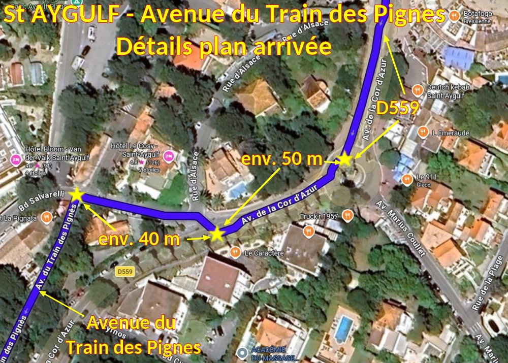 Acces St AYGULF Av train des pignes 3 Details arrivee a St Aygulf