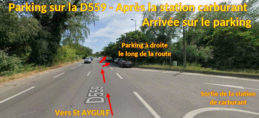 Acces St AYGULF D559 Apres station 3 Arrivee sur parking