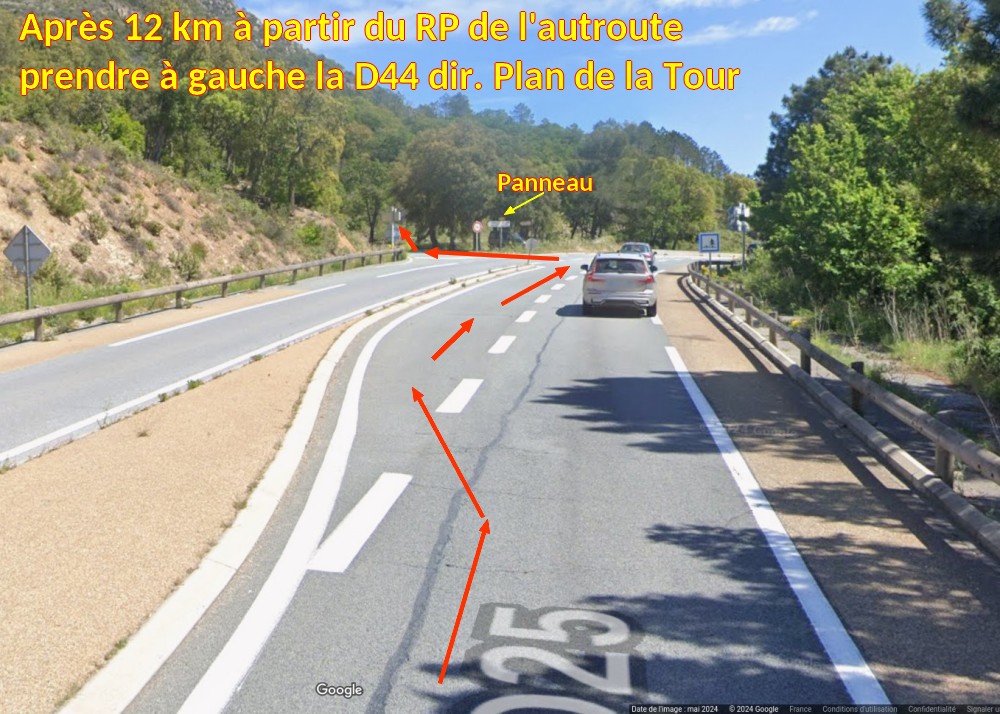 Acces Ste MAXIME Col de Peigros 2 D44 a gauche Plan de la tour