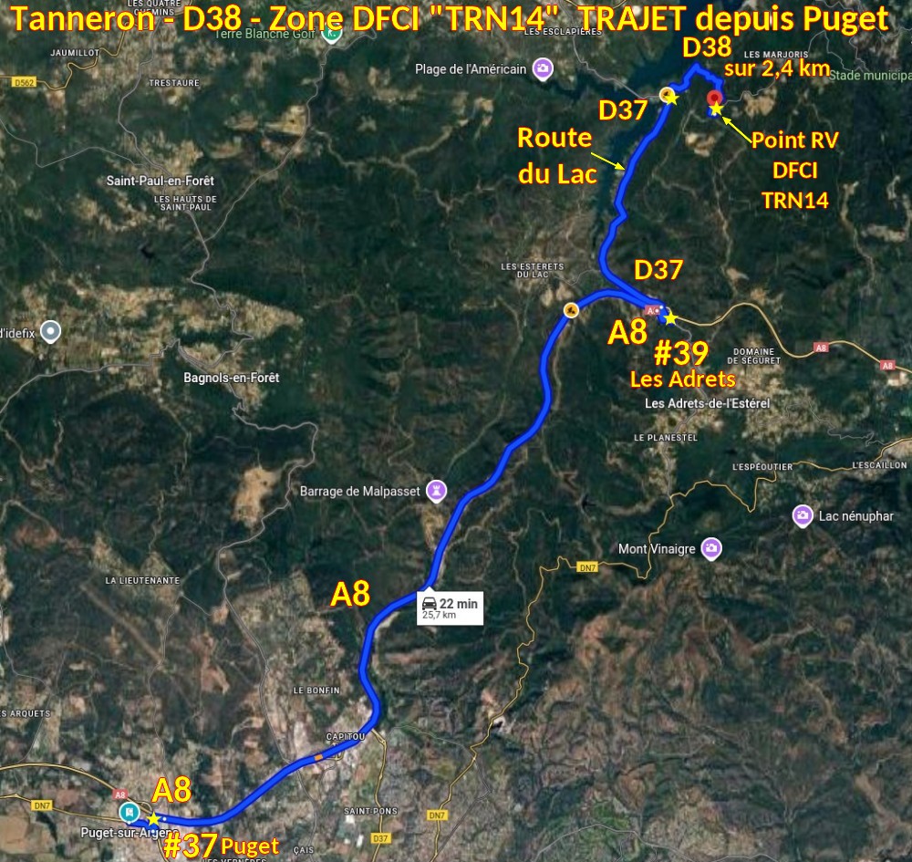 Acces TANNERON D38 TRN14 1 Trajet via A8 depuis Puget