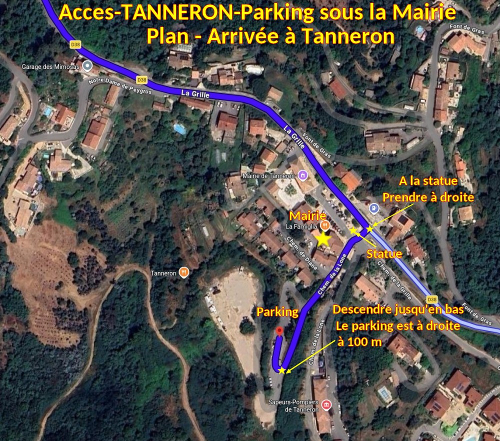 Acces TANNERON Parking sous la Mairie 4 Plan arrivee a Tanneron