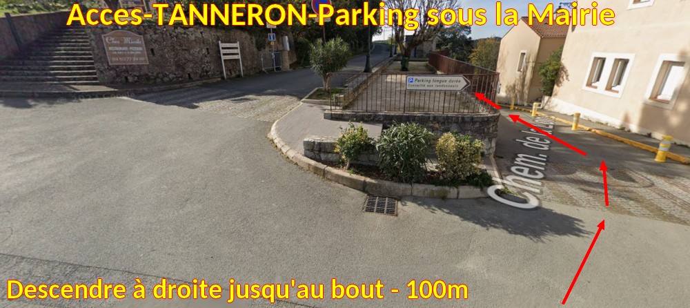 Acces TANNERON Parking sous la Mairie 6 Descendre a droite