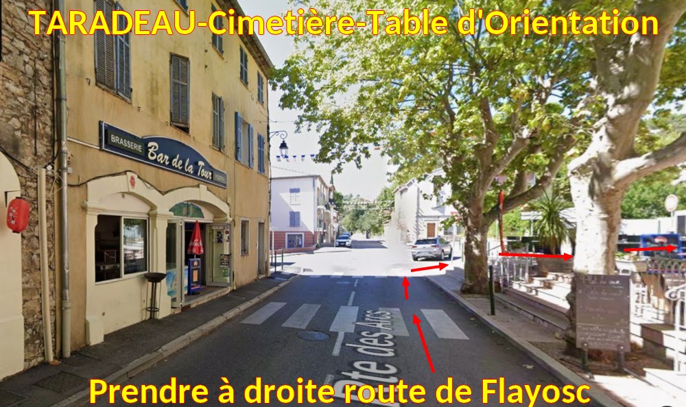 Acces TARADEAU Cimetiere Table Orientation 3 A doite rte de Flayosc