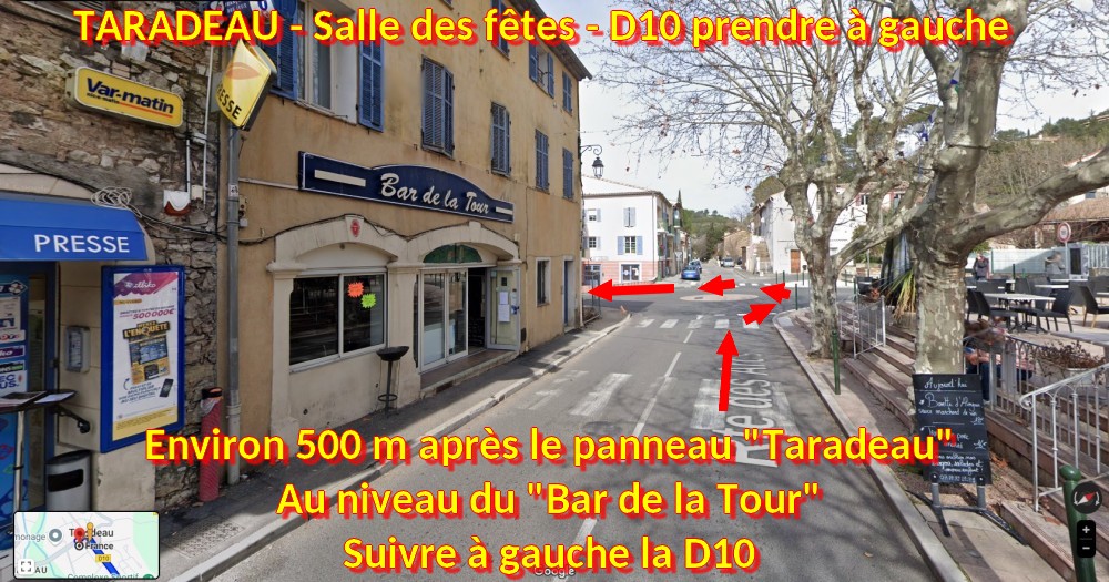 Acces TARADEAU Salle des fetes 3 D10 tourner a gauche
