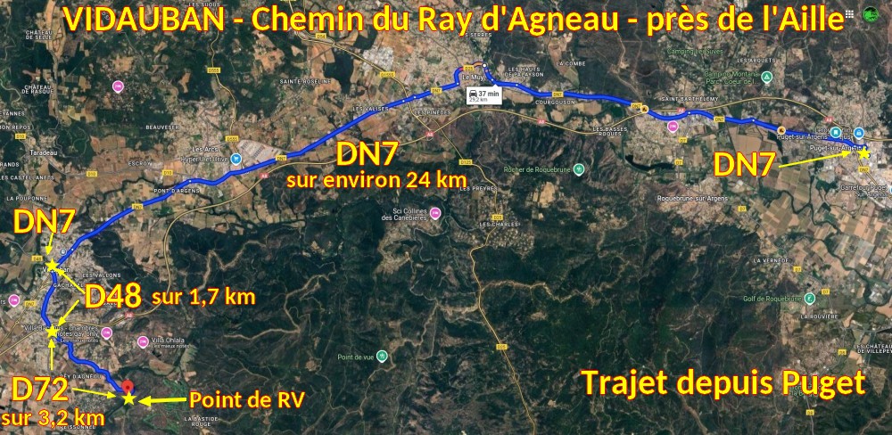 Acces VIDAUBAN ch Rey d Agneau 1 Trajet depuis Puget