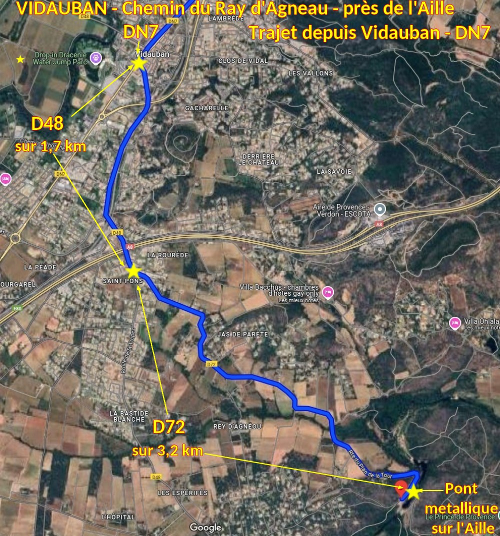 Acces VIDAUBAN ch Rey d Agneau 2 Trajet depuis Vidauban DN7