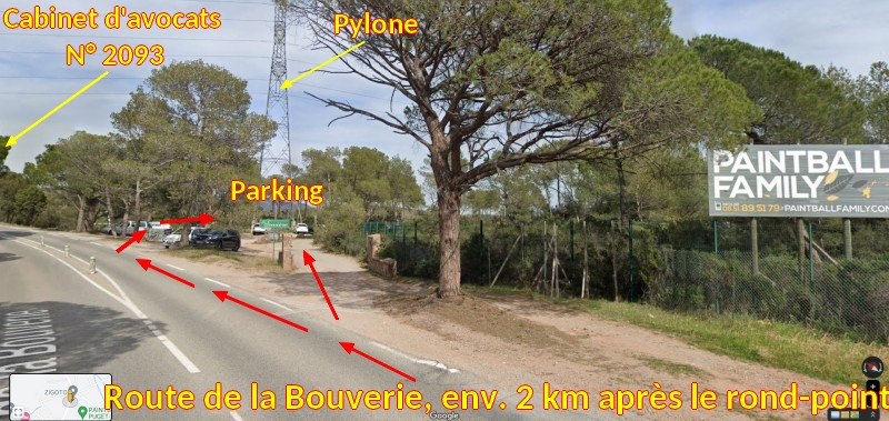 Acces PUGET Pylone rte Bouverie 2 Arrivee sur le parking